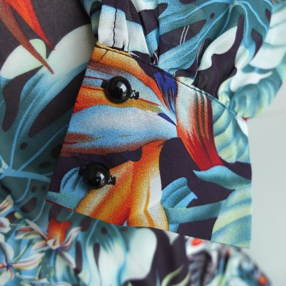 ✨Tropical Print Dress Maxi Surplice Plunge V Neck - Picture 6 of 8